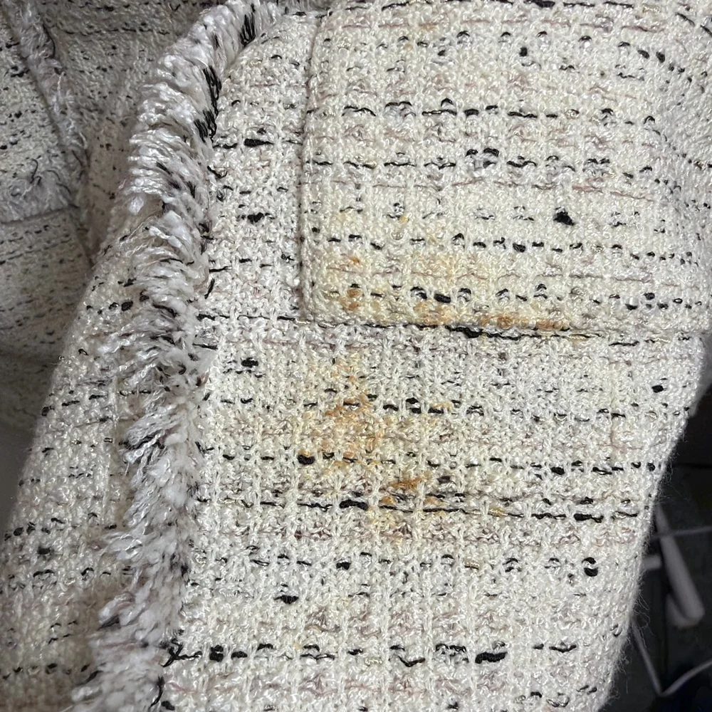 St. John Blazer Fringe Trim Cream Tweed USA Women’s Size 10 Quiet Luxury Office - Picture 4 of 9